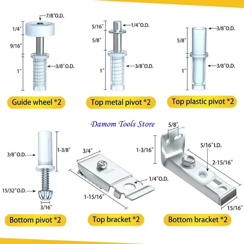 57BE 2 Kits réparation quincaillerie porte placard set Track Accessoires porte placard coulissant