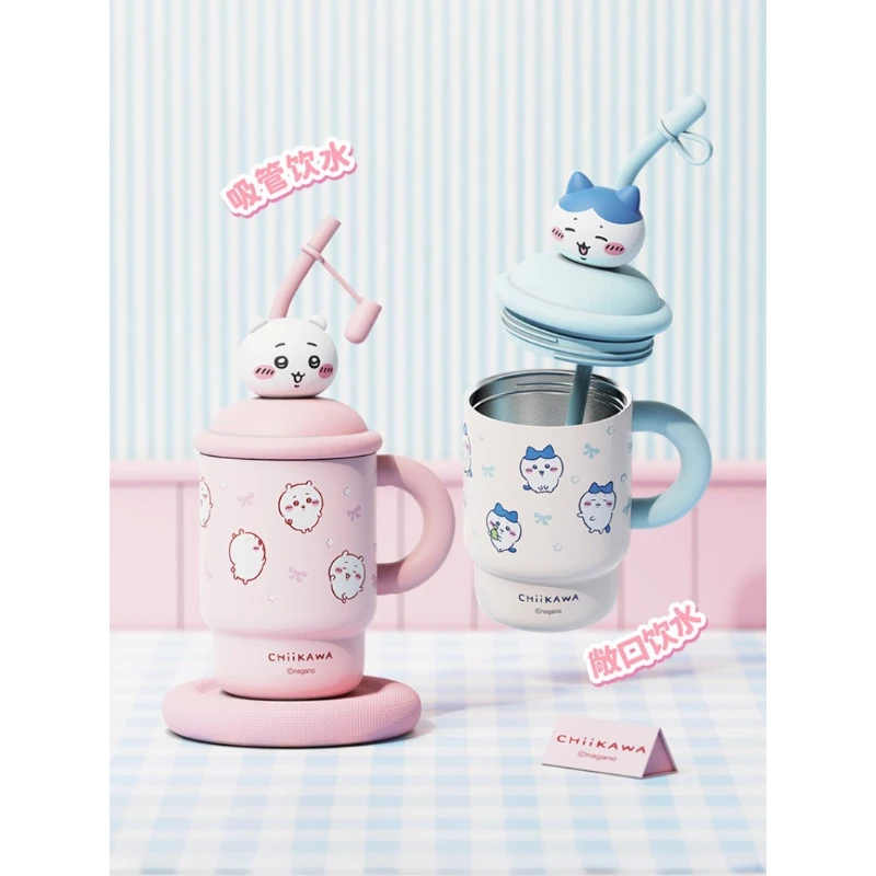 Kawaii Anime Chiikawa Straw Thermos Cup Large Capacity 316 Stainless Steel Food Safe Odor Free Hot Cold Insulated Exquisite New