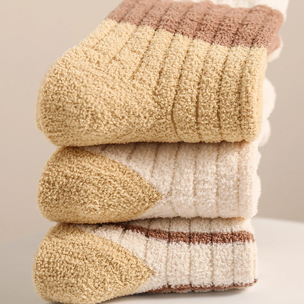 3 paar Baby Plüsch Socken Dicke Warme Kinder Mitte Rohr Socke 0-3Year Junge Mädchen Winter Thermische Schuhe Mode Streifen kleinkind Baumwolle Socke – Detail 9