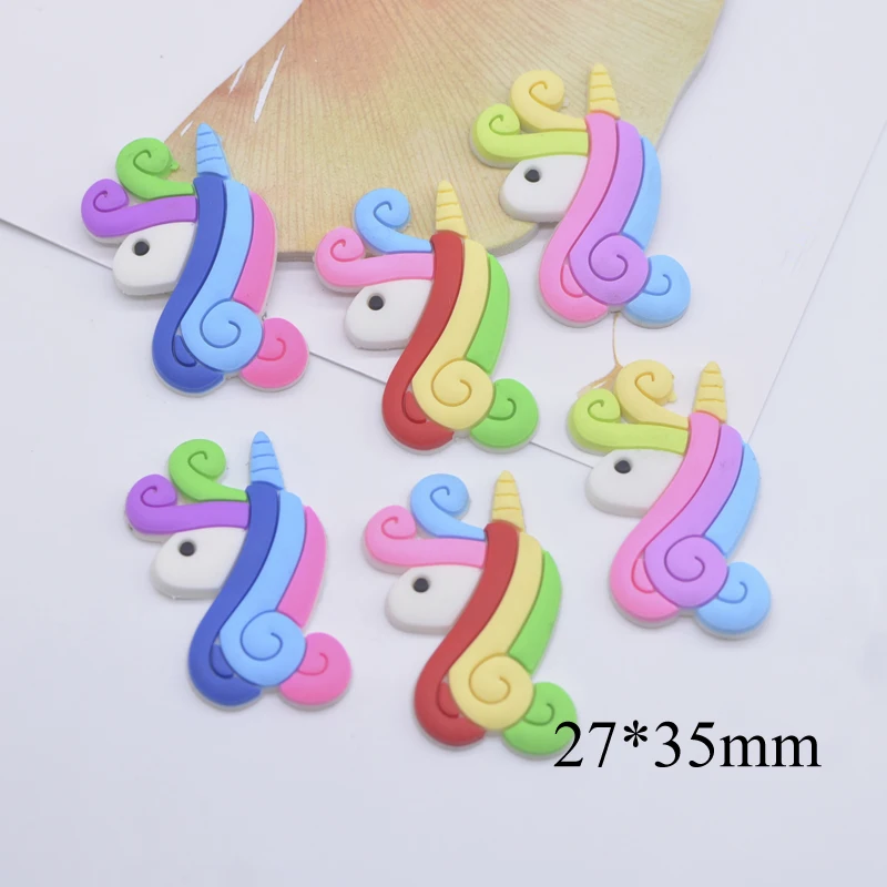 20Pcs 27*35mm Soft Rubber Unicorn DIY Headwear Hair Clips Accessories Jewelry Make Decor Home Craft Phone Case Floral Supply