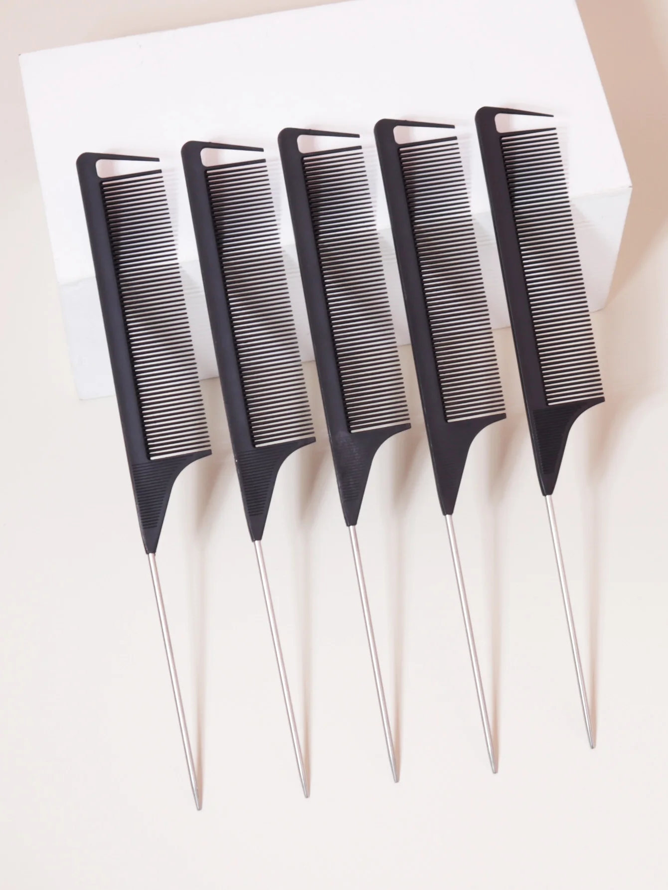 5pcs 스틸 바늘 마우스 테일 빗 세트, 눈물 치아 빗, 컬링, 땋기 및 스타일링에 적합, 모두에게 적합