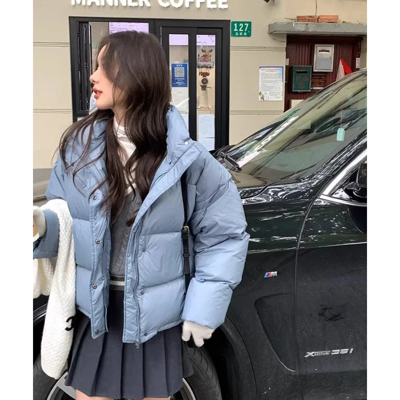 Women Pink Down Jacket Coat Solid Fashion Streetwear Windproof Thicken Duck Down Feather Female 2023 Winter White Outwear