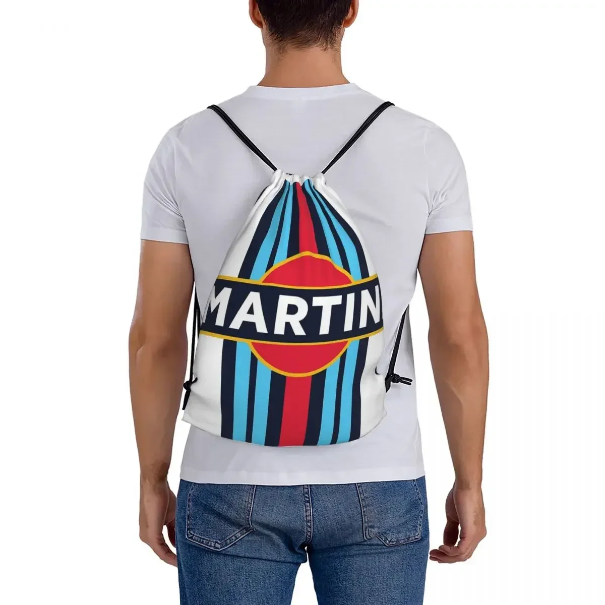 Martini Racing-mochila multifunción para hombre y mujer, bolso portátil con cordón, bolsillo para zapatos, libro