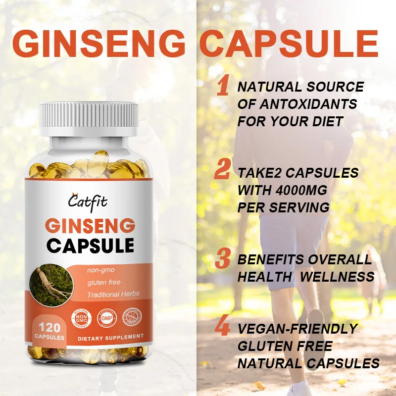 Catfit Ginseng Ginkgo Ashwagandha Capsule Memory Cognitive Bone Brain Nutrition Diet Supplement Blood Circulation Male Health