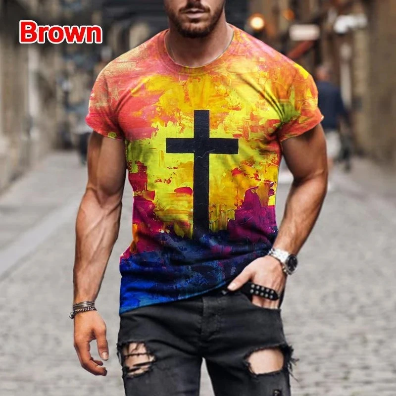 Men/women Fashion Christian Cross Jesus Printed 3D T-shirt Oversized Tee Shirt Casual Vintage Hip Hop Short Sleeve Mens Clothing