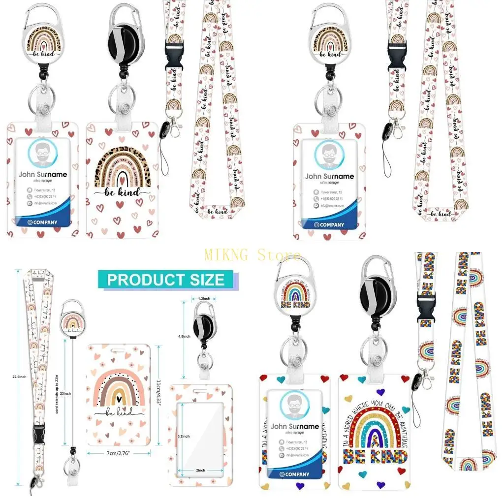Print Retractable Badge Reels Card Holder and Lanyard Set, Name Card Badge Reels Holder for School Office Hospital best sale