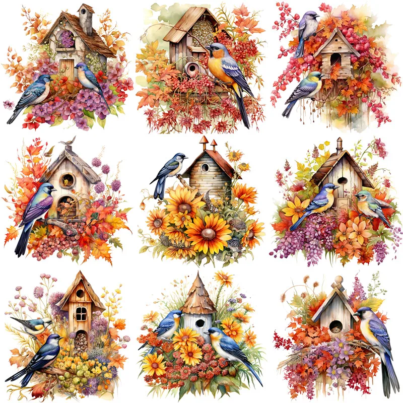 Autumn Bird House Stickers Crafts And Scrapbooking stickers kids toys book Decorative sticker DIY Stationery