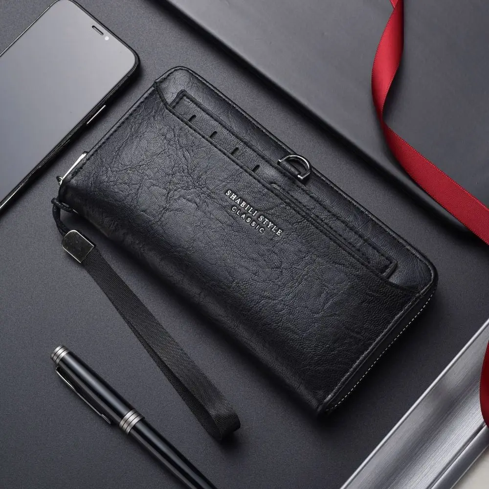 Creative Purse Men PU Wallet Large Capacity Multi Slot Long Wallet Zipper Coin Purse Business Clutch Bag Gift