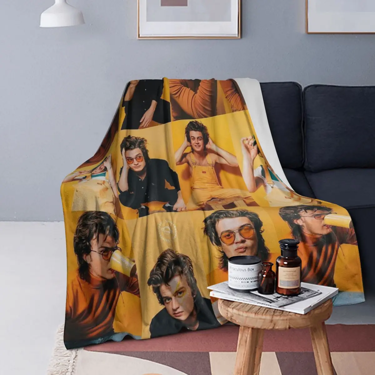 

Joe Keery Actor Blankets Soft Warm Flannel Throw Blanket Bedding for Bed Living room Picnic Travel Home Couch