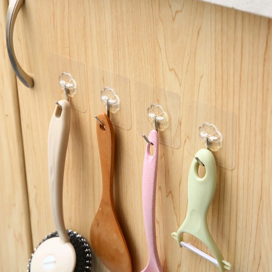 1pc Transparent Strong Autohesion Hooks Coat Anti-skid Hook Bathroom Kitchen Wall Hanging Sticker Without Drilling