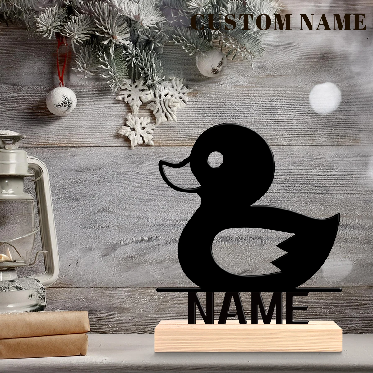 1pc Customizable Metal Desktop Ornaments Custom Content Equipped with Wooden Base Decorative Gifts, Metal Statue Ornaments