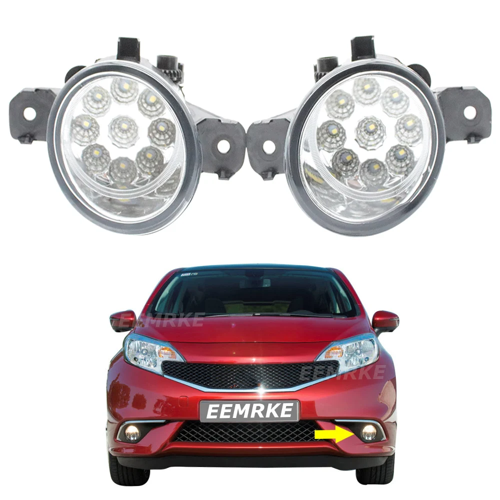 EEMRKE 2 Pcs Car Led Lights Lamps Fog Light Assembly for Nissan Note Dynamic E12 2013-2017 Versa Note SR U.S./Note N-Tec U.K.