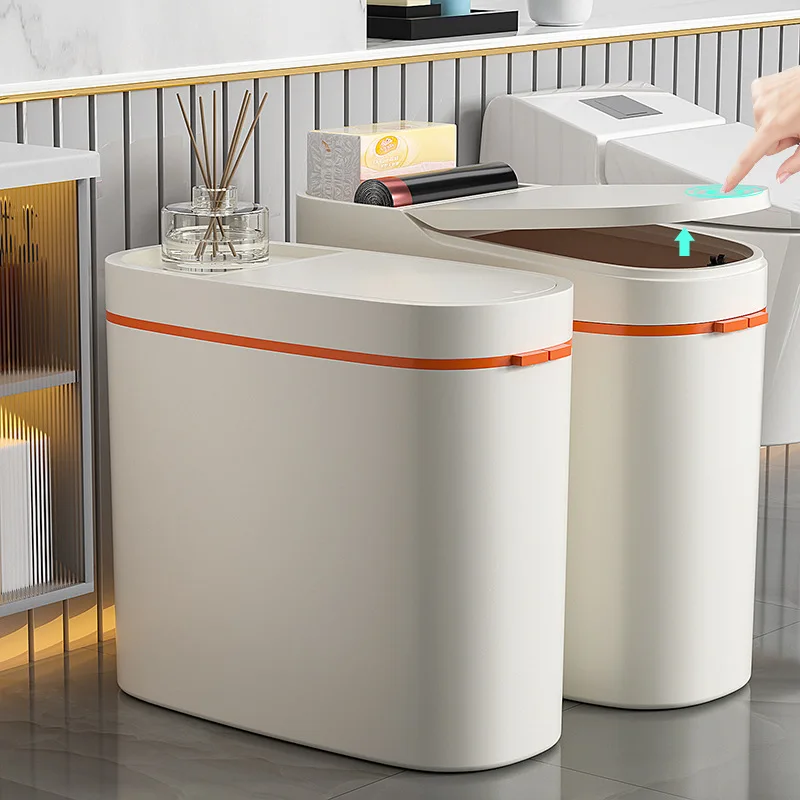 15-liter fashionable trash can with lid - one-click lid opening design, effectively sealing off odors