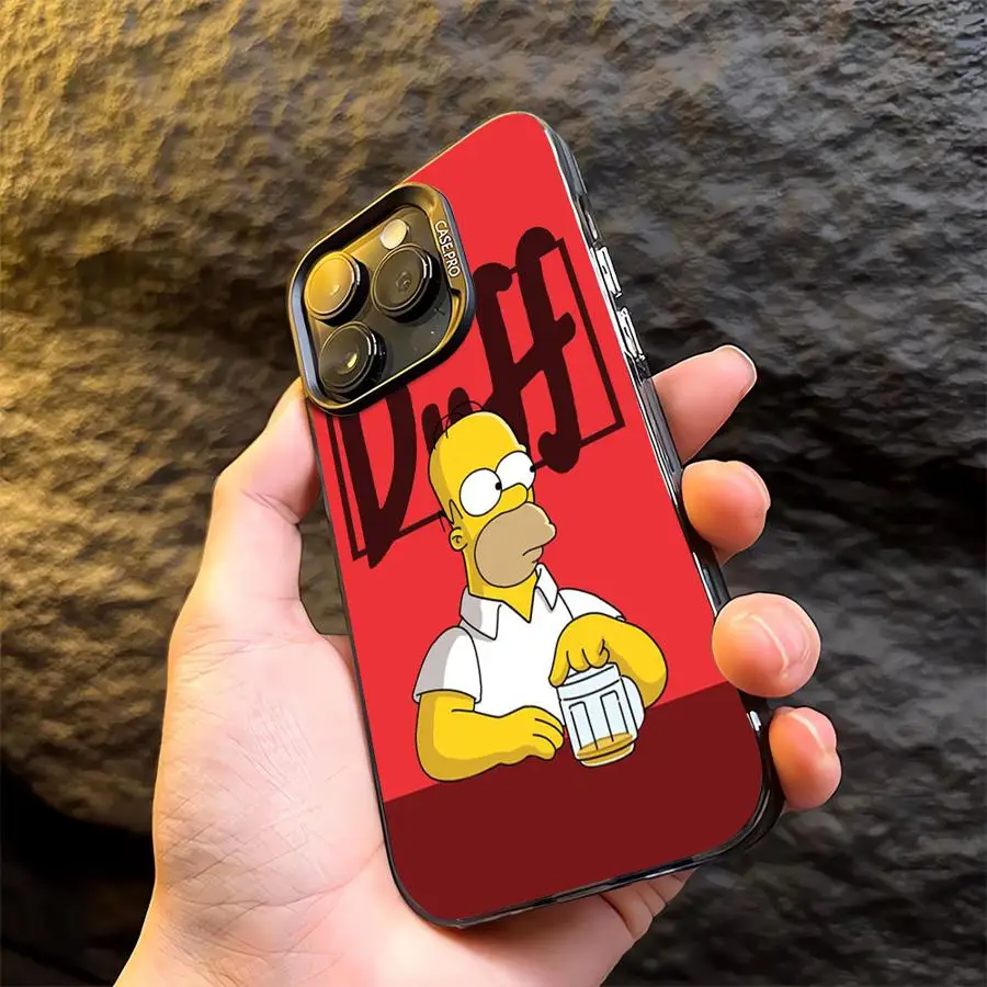 Cartoon The Simpson Case For Apple iPhone 15 11 16 13 14 Pro Max 12 15 Plus 11Pro Matte Lens Protect Plating Phone Cover