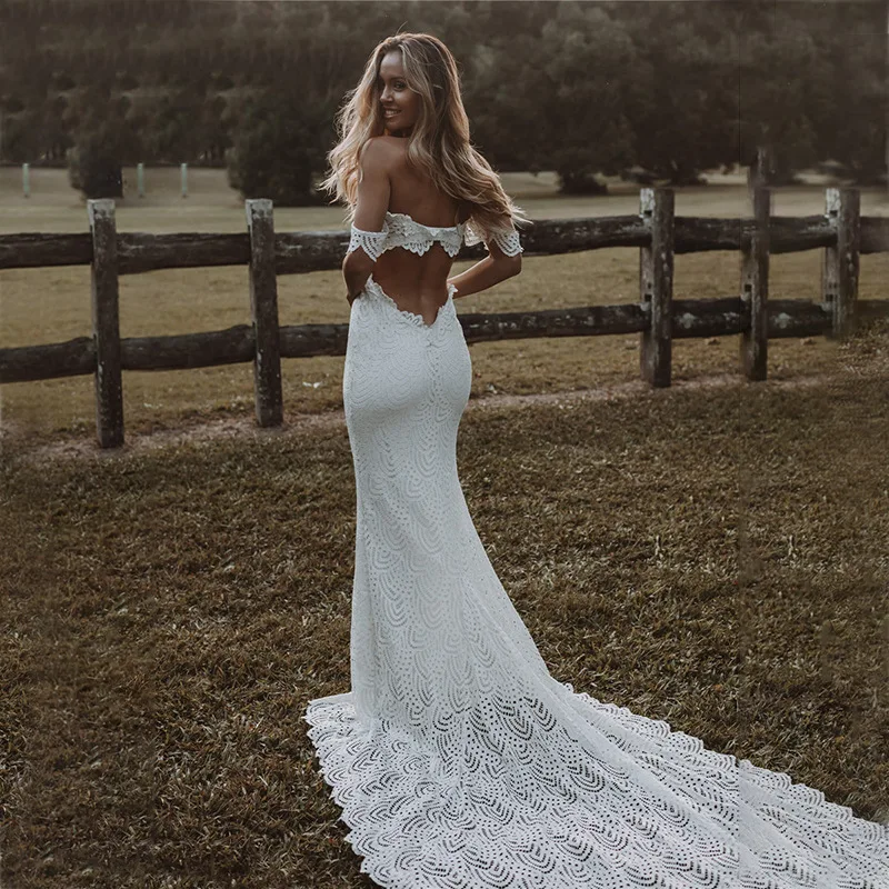 Customized New Design Women Mermaid Lace Wedding Dresses Court Train Formal Bridal Gowns Vestido De Noiva robe mariage