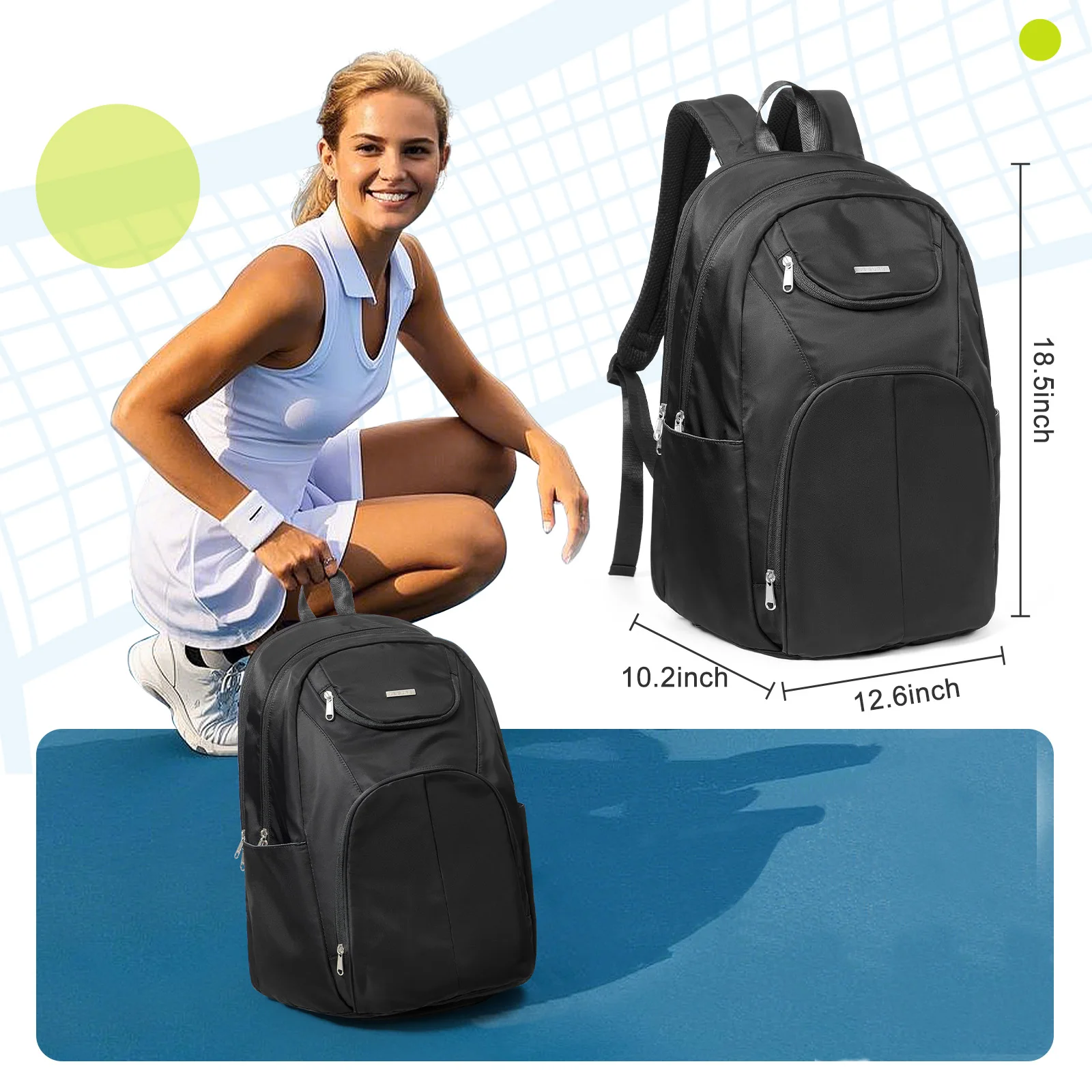 Tennis Bag Tennis Backpack 2 Rackets for Women Men Large Bags with Muilt Pocket Shoe Compartment Sports Backpack Travel Backpack view 6