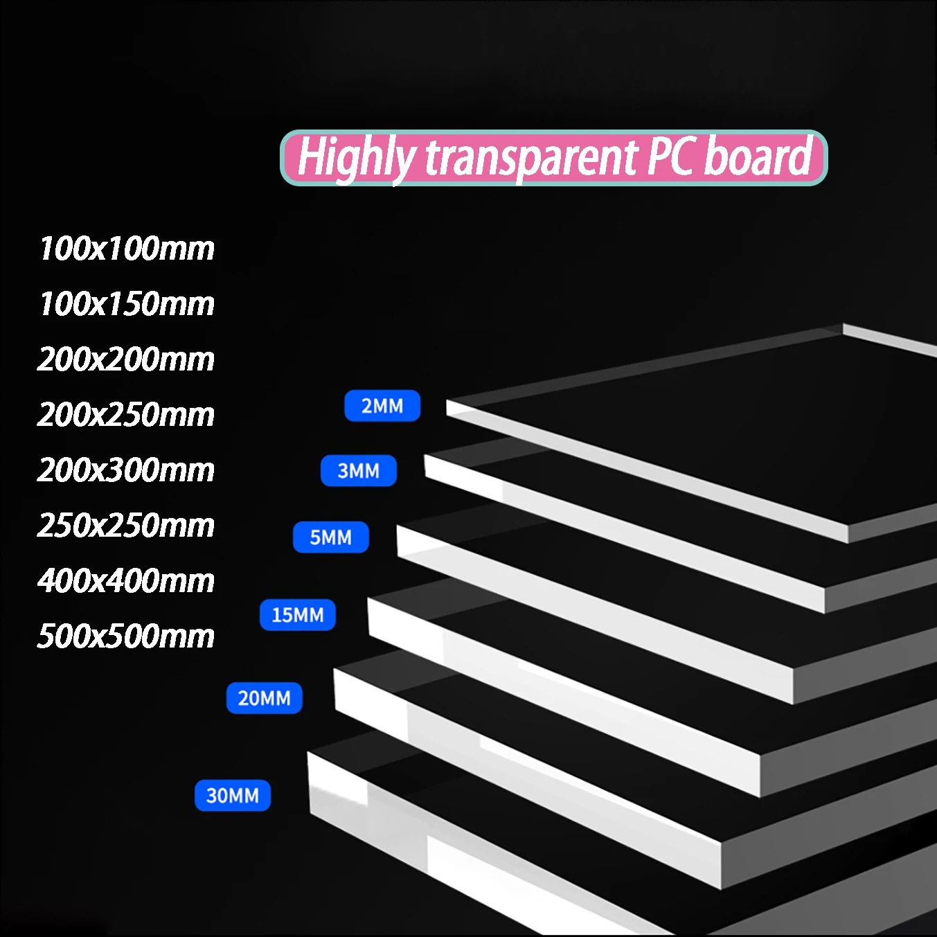 Polycarbonate Plate PC Sheets  Transparent Board Thickness 2mm 3mm 4mm 5mm PC Clear Polycarbonate Solid Sheet