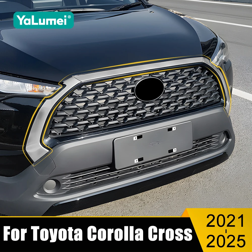 

For Toyota Corolla Cross XG10 2021 2022 2023 2024 2025 Car Front Bumper Lower Grille Trim Cover Middle Mesh Grille Bright Strips