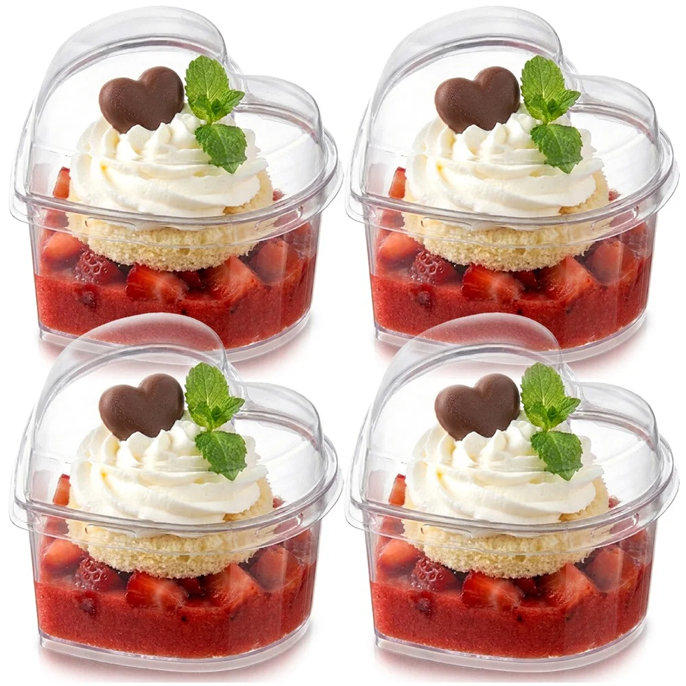Dessert- en snackbekers met deksel, 130 ml, 4 stuks. Praktische serveer- en bewaardozen voor ijs, gelei, mousse, yoghurt, fruit en zoete snacks. Ideaal voor feestjes, picknicks, uitjes en dagelijks