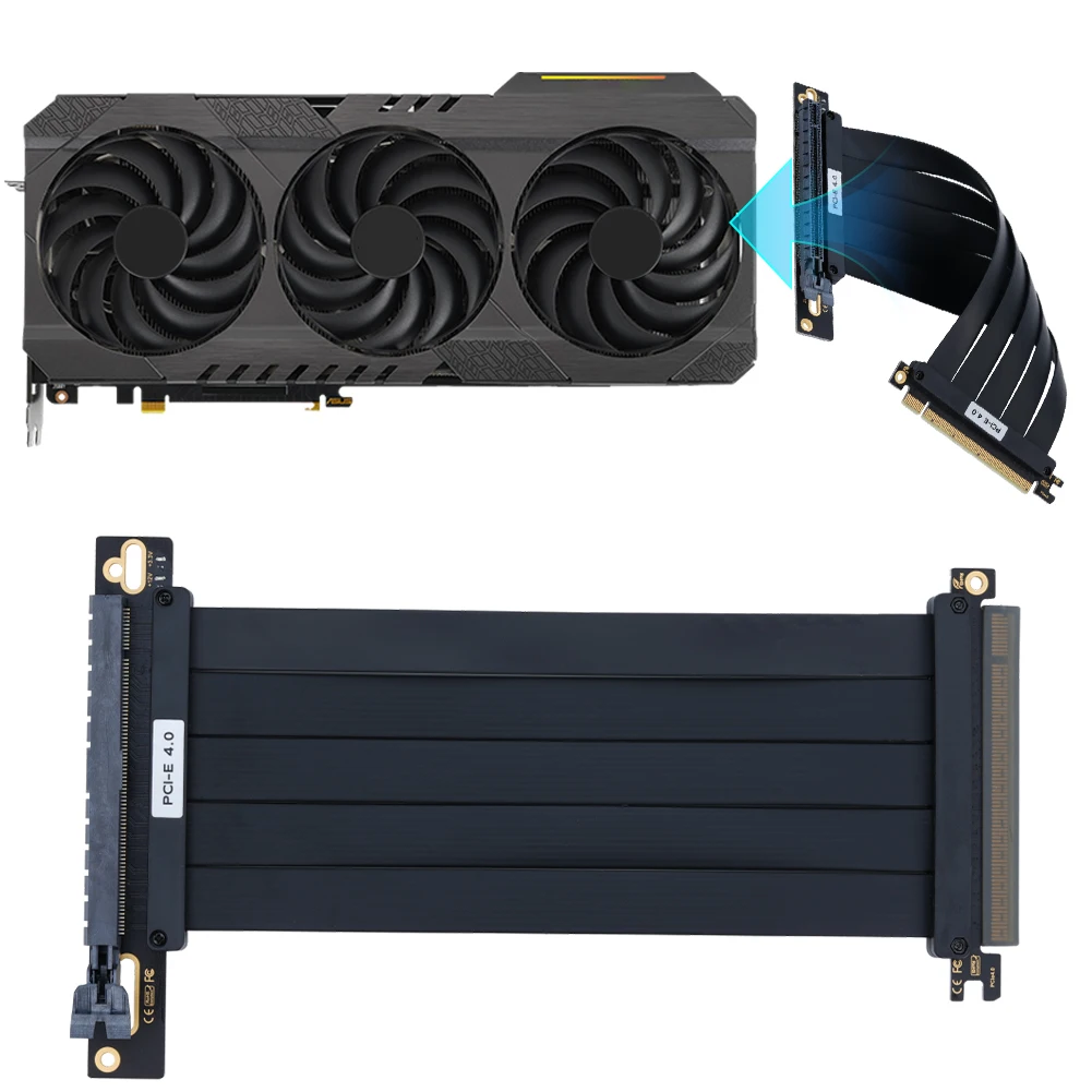 PCI-E Express 4.0 16X Riser Удлинитель видеокарты Экранированный гибкий кабель Высокоскоростная гибкая удлинительная карта для RTX4090 RTX4080