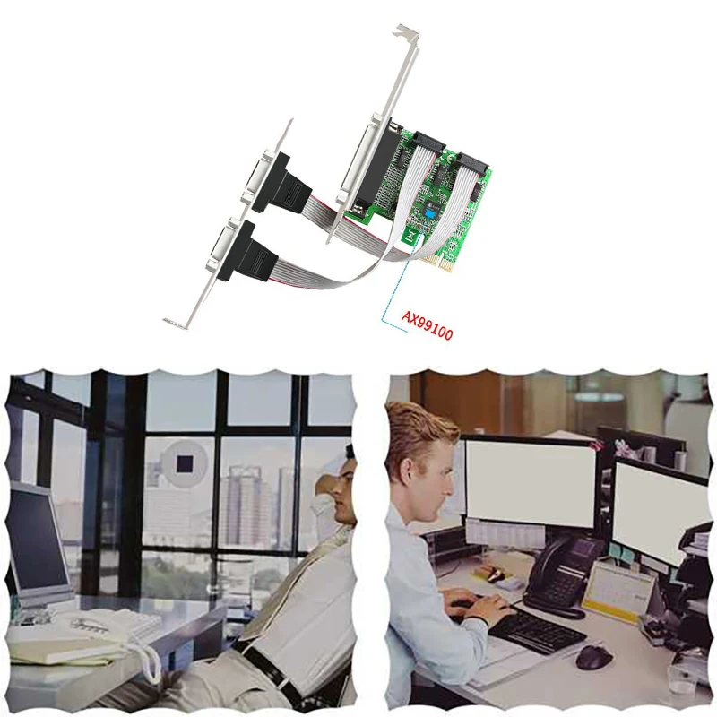 PCIe Serial and Parallel Port Card Desktop PCI-E 1 and 2 Serial Port Card Built-in 2S1P COM Serial Parallel Port