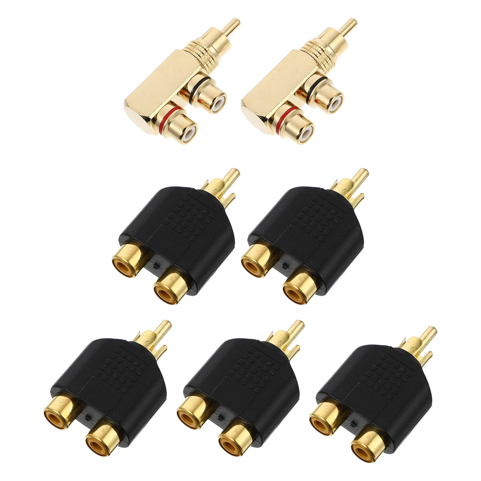 

7Pcs Copper Audio Adapter Splitter Connector 90Degree Male Plug Signal Transfer Durability