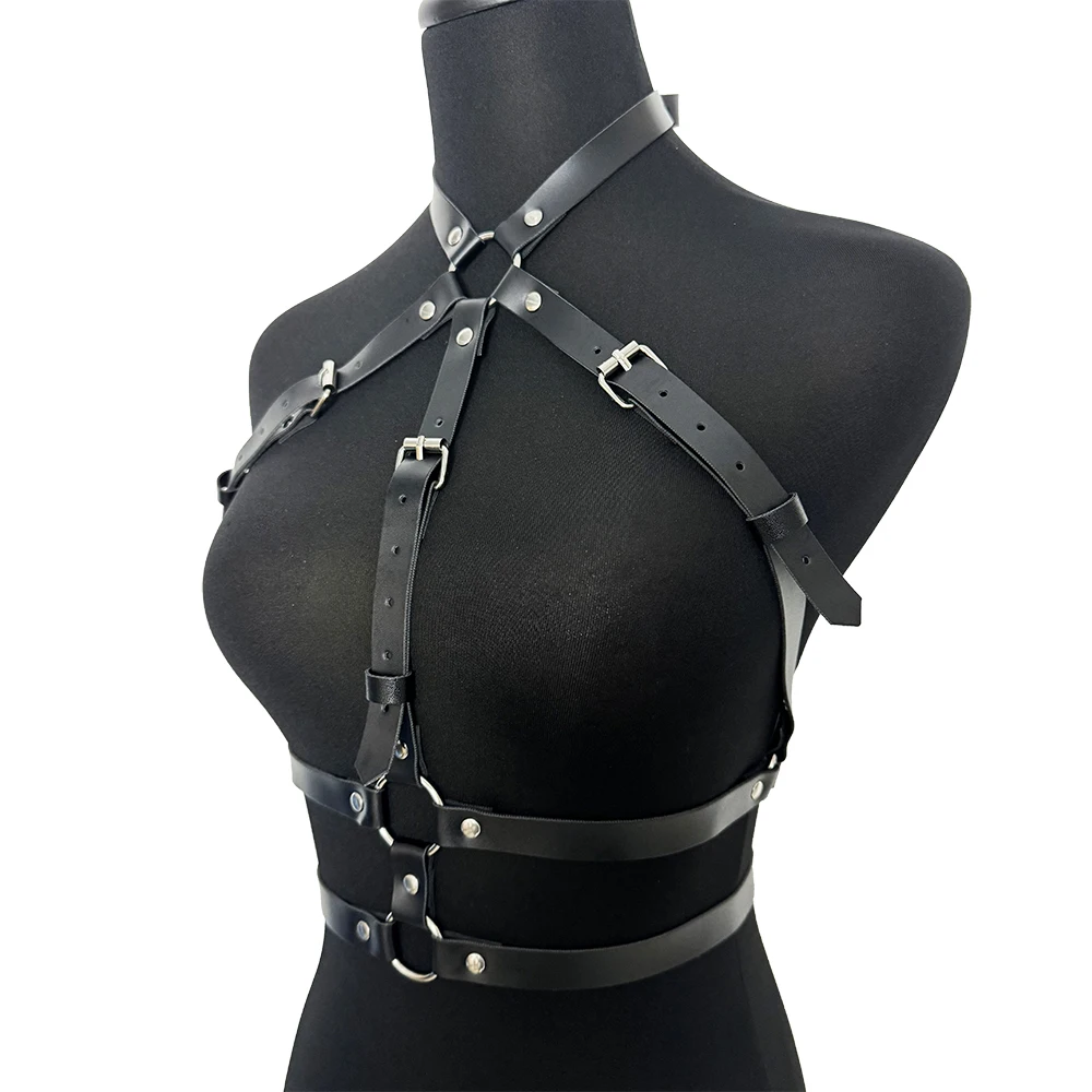 여성 섹시한 하네스 벨트 가슴 하네스 코르셋 가죽 란제리 바디 하네스 Bdsm 속박 란제리 펑크 고딕 페티쉬 의류