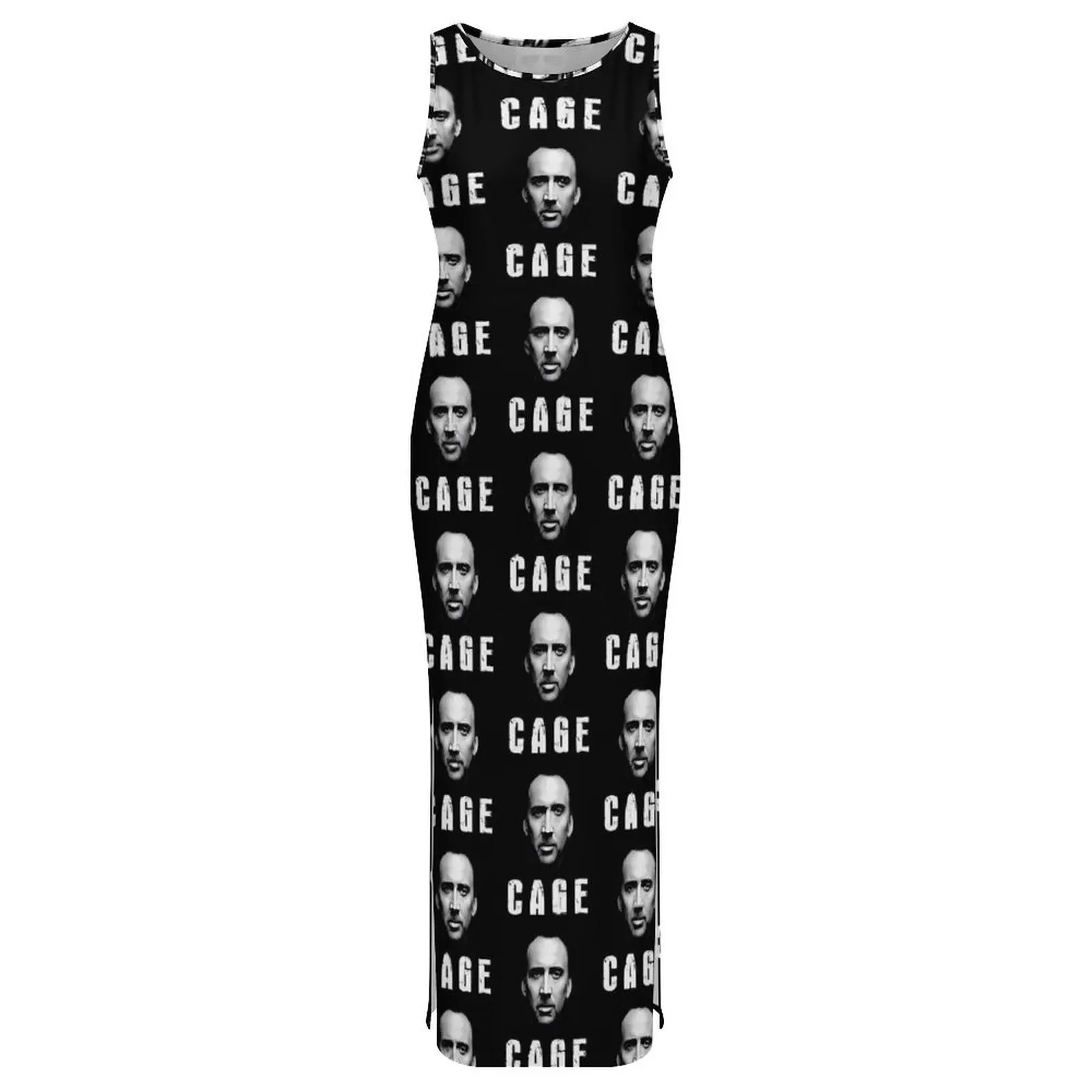 Women Bodycon Dress Retro Nicolas Cage Maxi Dresses Summer Nick Cage Sleeveless Street Fashion Pattern Dress Big Size 3XL 4XL