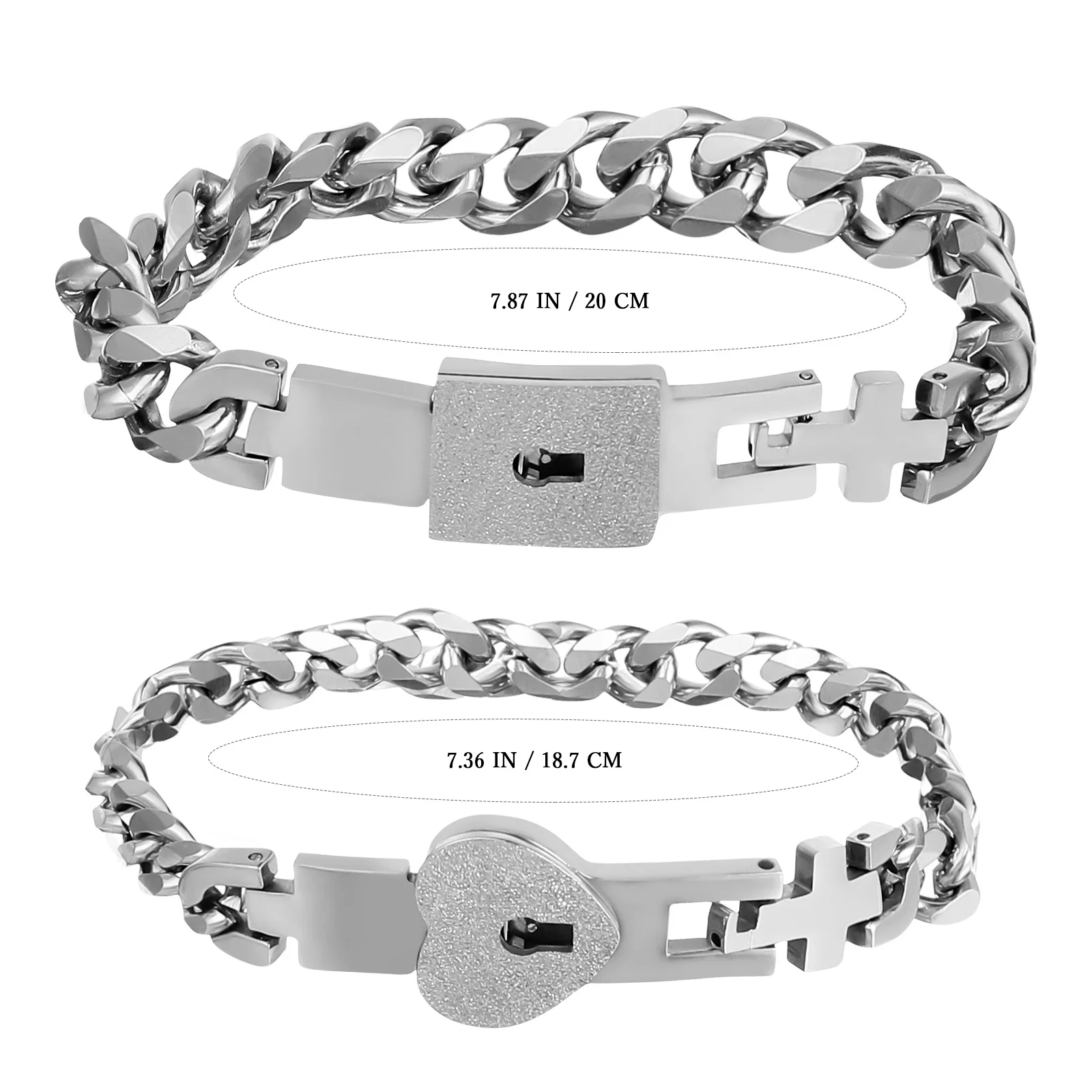 

1Pair Bracelet Key Lock Design Unisex Couple Bangle Stylish Daily Wearing Accessory Durable Chic Hand Ornament Unique