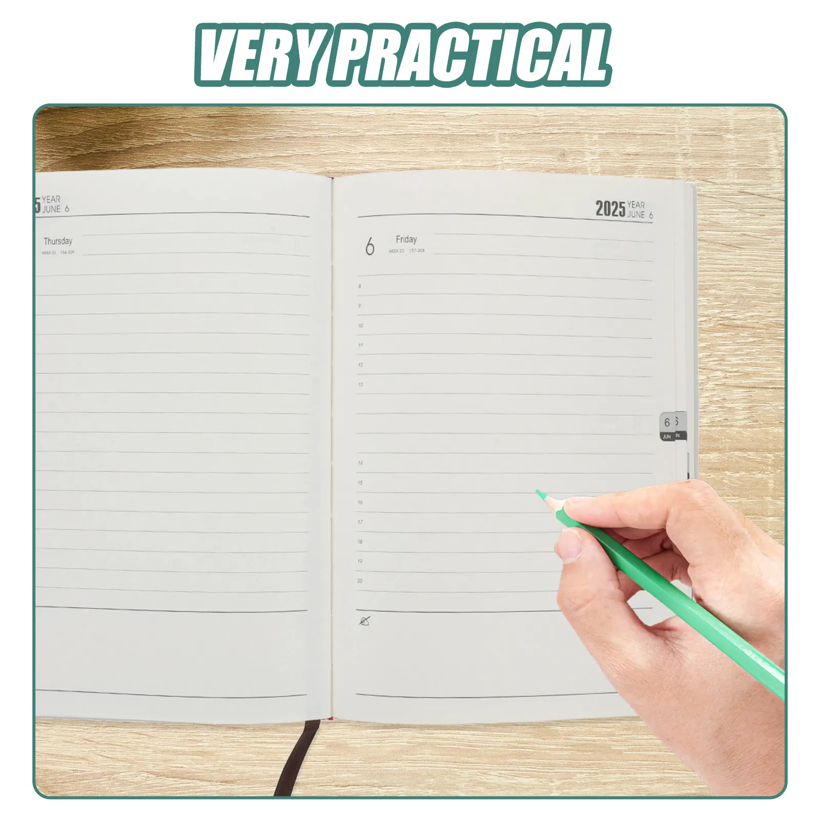 1Set Portable Academic Planner A5 Multi-Function Notebook Artificial Cover Thick Paper Office Student Schedule Journal