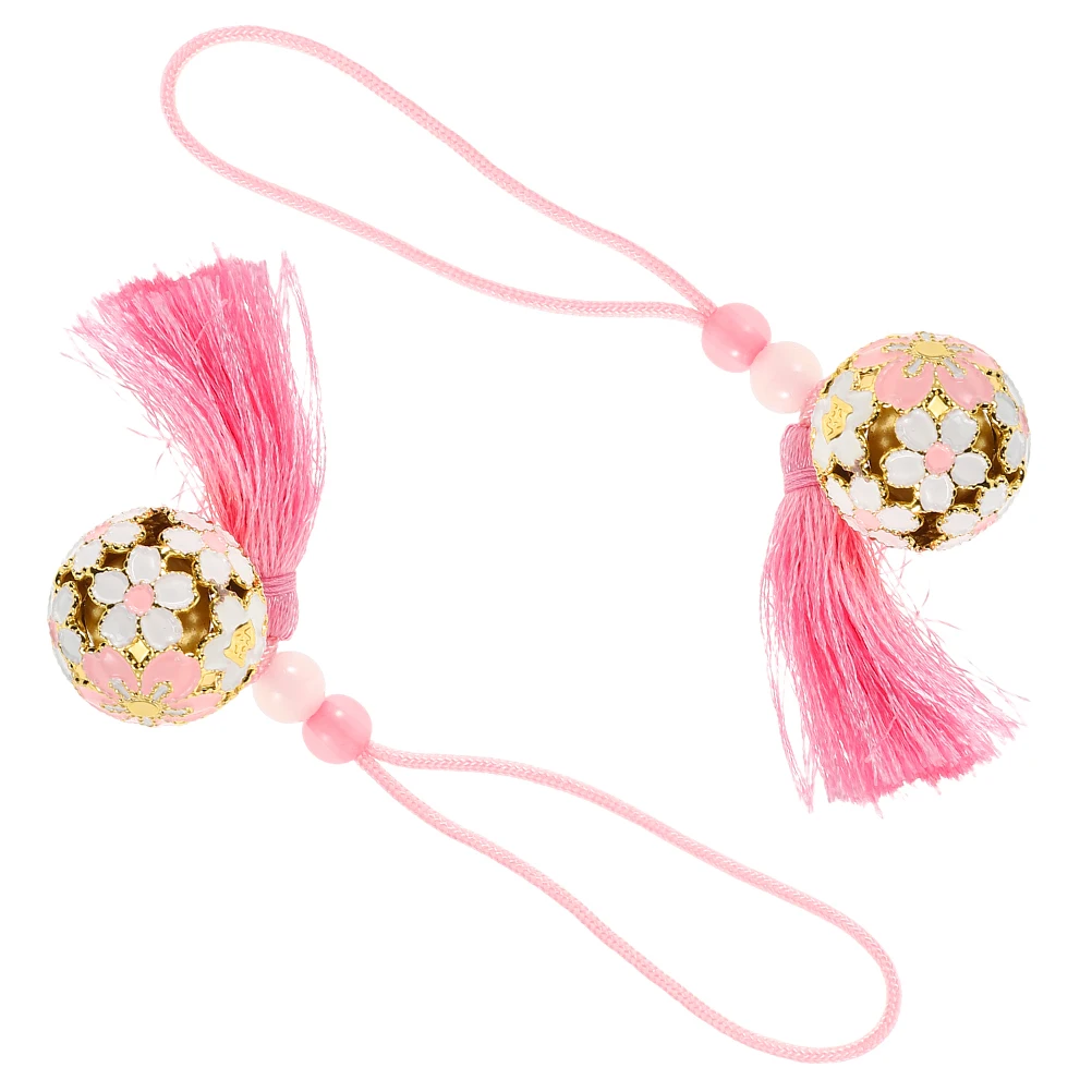 

2 Pcs Yushouyun Bell Pendant Fortune Bag Chinese Style Pink Pure Copper Charms