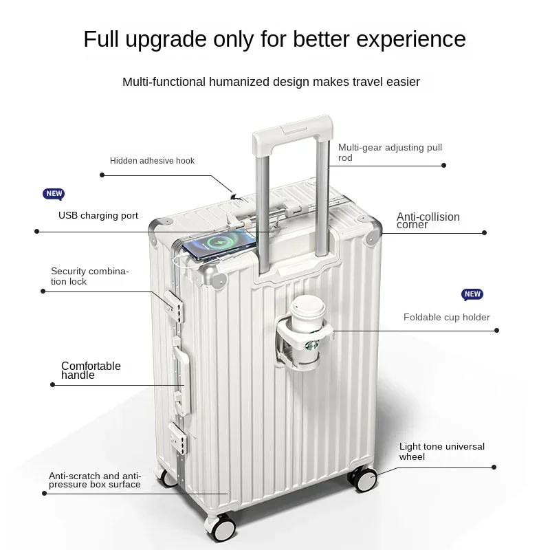 Mode Koffer Bagage Multifunctionele Reiskoffer 20 22 26 Inch Nieuwe Wachtwoord Trolley Box 24 Grote Capaciteit Unisex Koffers