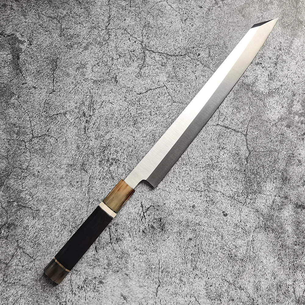 Nóż do sashimi ostrze jednoostrze ostrze szefa kuchni tasak do krojenia ryb Sushi Kiritsuke japońskie noże kuchenne heban i rękojeść z rogu