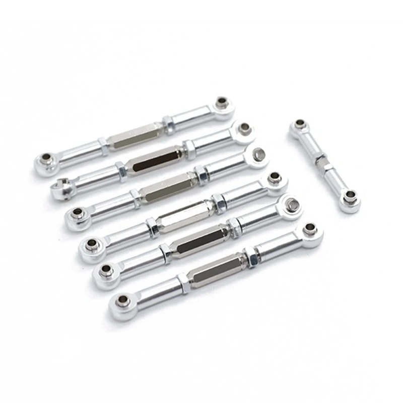 7 Pack Adjustable Metal Tie Rod Linkage For 1/10 Traxxas Slash 4X4 / 2WD RC Replacement Silver