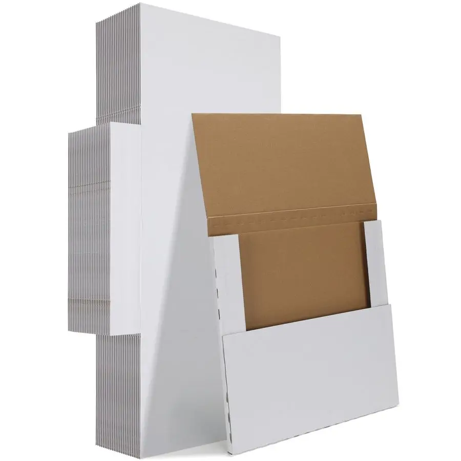 

12.8x12.8x1 Vinyl Record Shipping Boxes Set of 25, White Corrugated Cardboard Mailer Box for Mailing, Packaging, Moving Storage