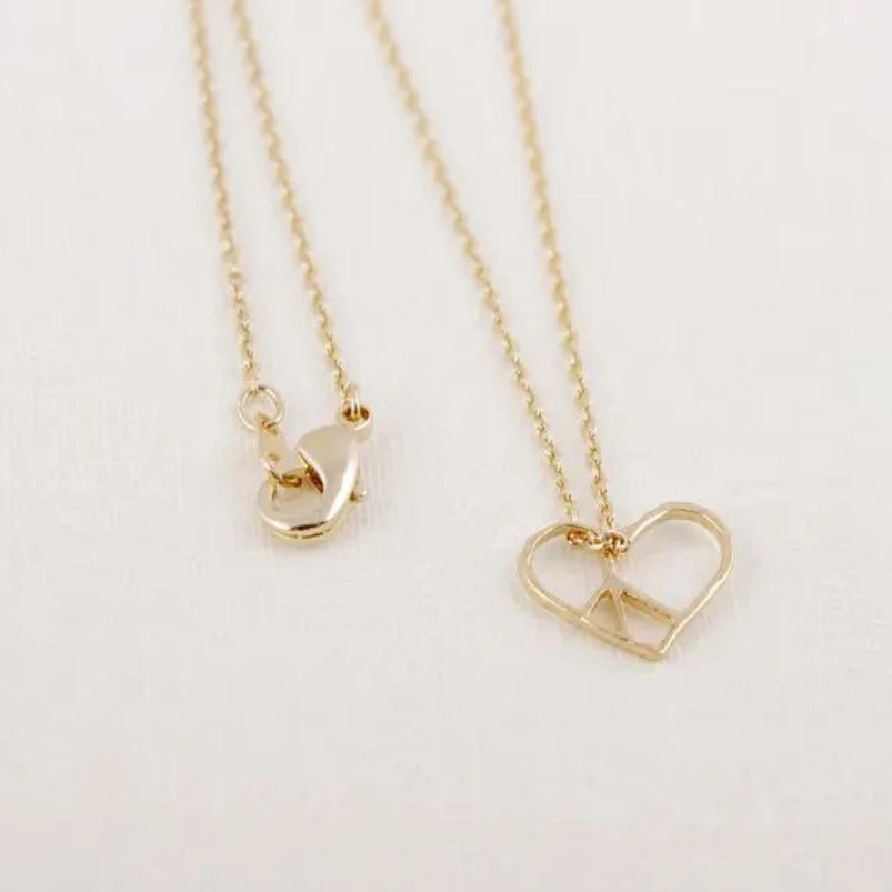 Gold Plating Elaborate Open Heart Peace Necklace