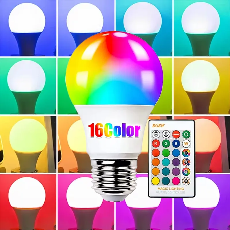 

E27 RGB Color Remote Control Light Bulb LED Room Light Intelligent Light Bulb Dimmer Low Power Consumption Energy-saving 220V
