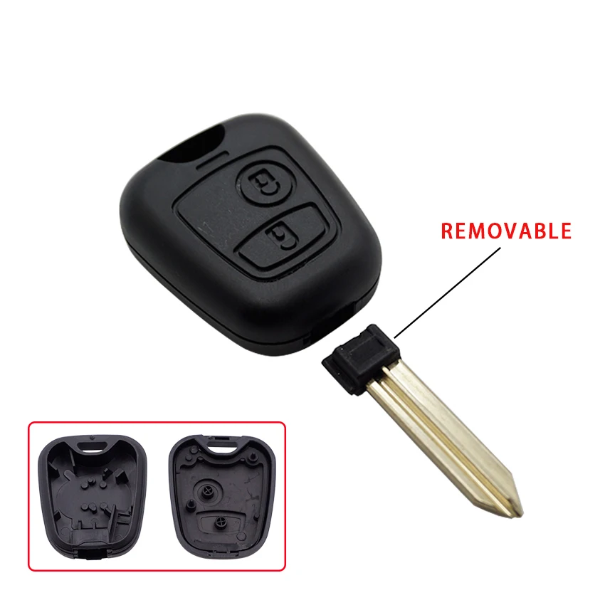 Cocolockey 2 Knop Afstandsbediening Sleutel Shell voor Citreon SSaxo Picasso Xsara en Berlingo SX9 Sleutelblad met Plastic Ongesneden Blade 2 stks/partij