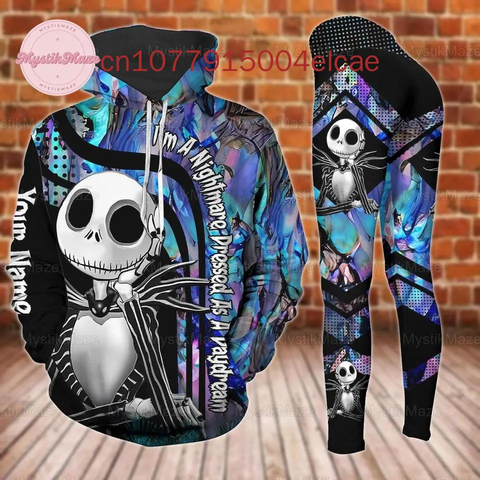 Jack Skellington Nightmare Before Christmas Combo Hoodie And Legging Set Disney Hoodie Yoga Pants Sweatpants Fashion Sports Suit