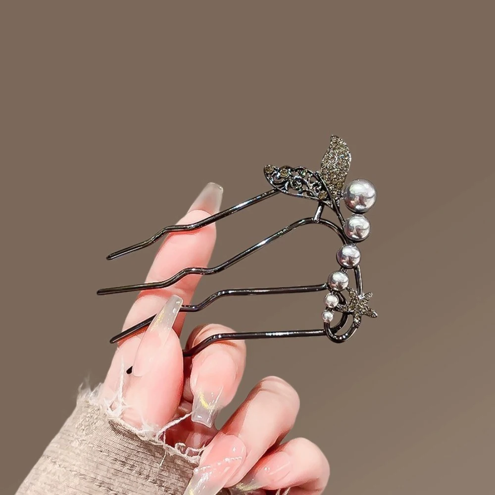 1pc Neue Modische Pendler Kamm Disc Haar Perle Vier Zahn Kamm Disc Haar Artefakt Haarnadel Weibliche Haarnadel Retro Einsatz kamm