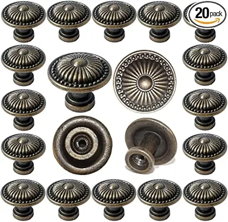 Cabinet Knobs Vintage Dressers Knobs Antique Bronzed Floral Drawer Knobs with 3 Sized Screws for Furniture Cupboard Closet