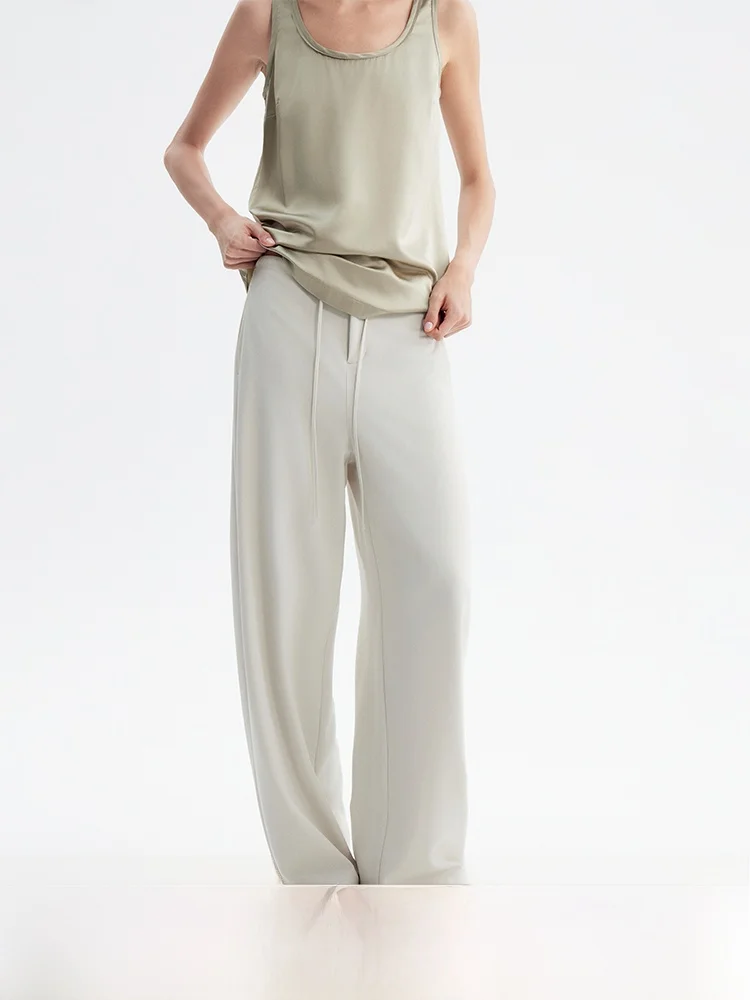 

Новые повседневные брюки Le Spring Summer из ацетатной ткани, прямые брюки со средней посадкой, для офиса и повседневной носки