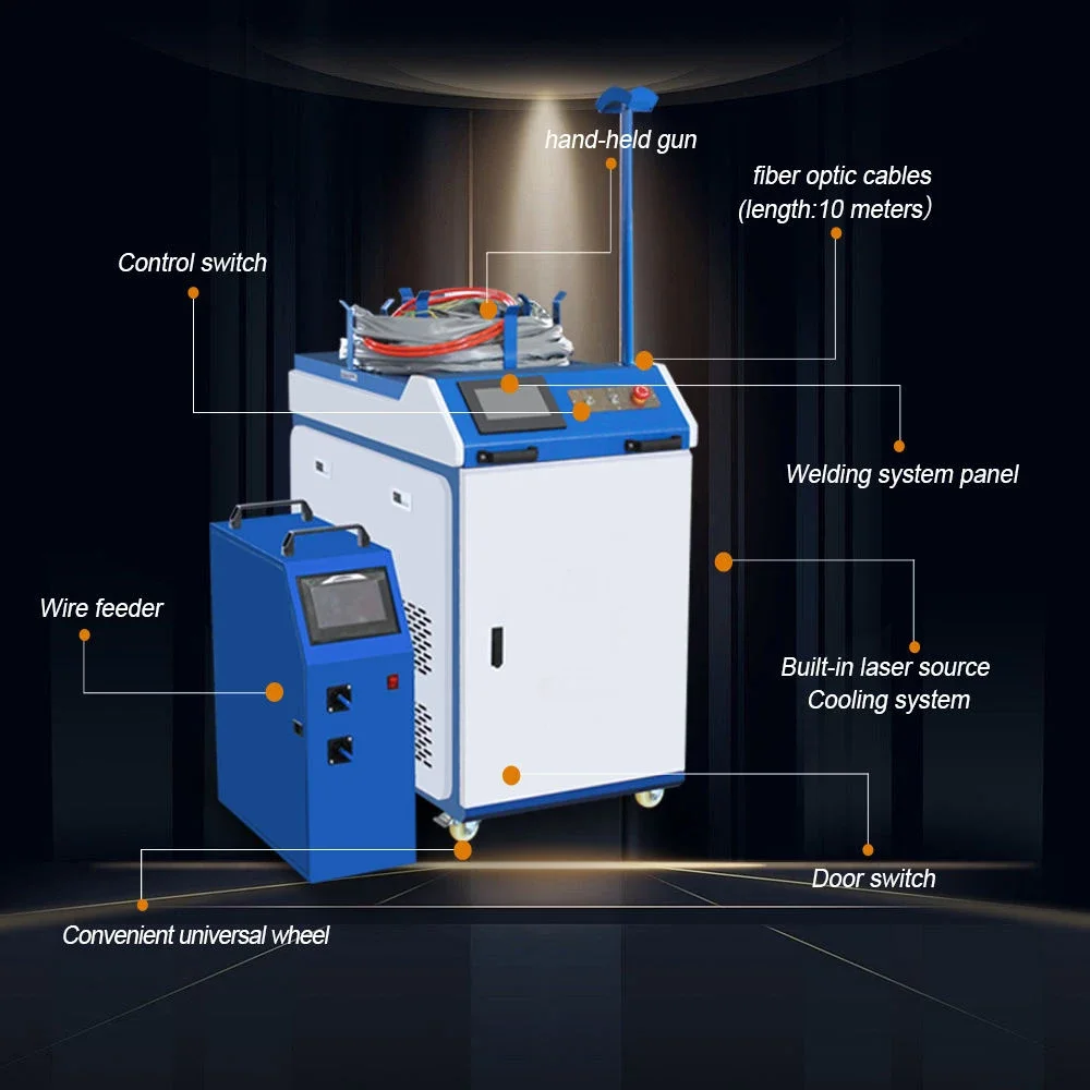 2000W Handheld 4-in-1 Laser Welder Air Cooling Multilingual Touch Screen Metal Processing Tool