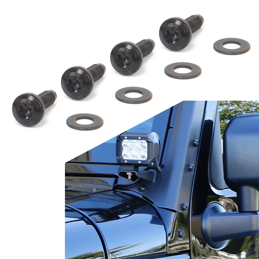 4Set Car WindShield Frame & Hinge Torx Screws w/ Washers 06508953AA For Jeep Wrangler JK Accessories 2007-2017