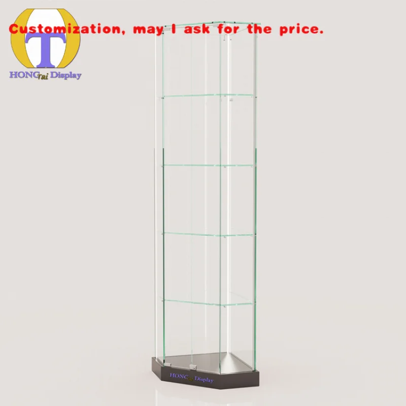 

custom.Black Floor Standing Retail Stores and Exhibitions Corner Display Showcase