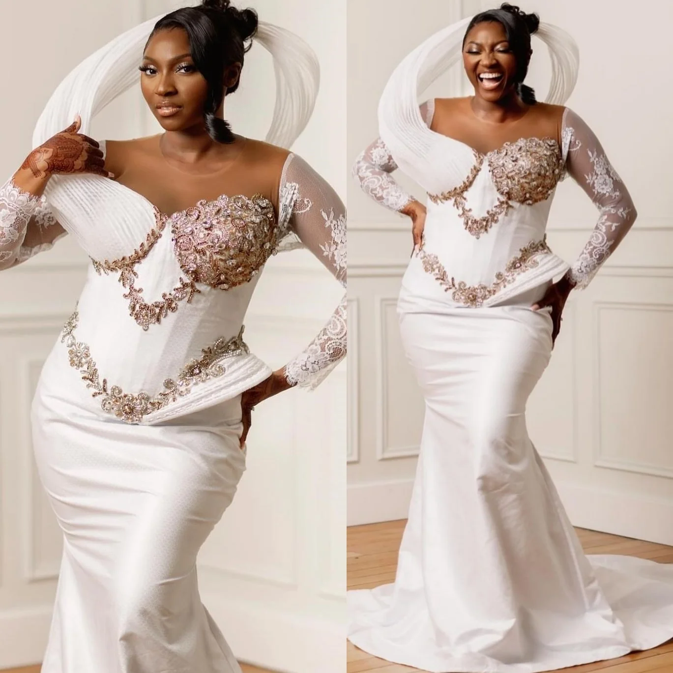 

Русалка цвета слоновой кости 2024, платья для выпускного вечера, аппликация, кристаллы, атласные вечерние платья из бисера, вечерние платья на день рождения, ZJ2655