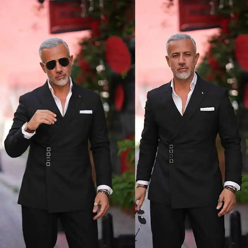 

Мужские костюмы, комплект из двух предметов, пиджак, брюки, деловой костюм с остроконечными лацканами, приталенные свадебные смокинги для жениха, индивидуальные Trajes Para Hombre