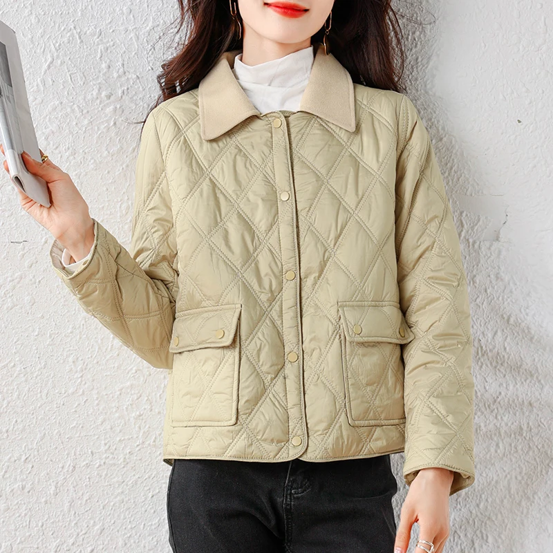 2026 Autumn Winter New Vintage Solid Quilted Coats Parkas Women Thick Warm Loose Jackets Korean Vintage Elegant Trench