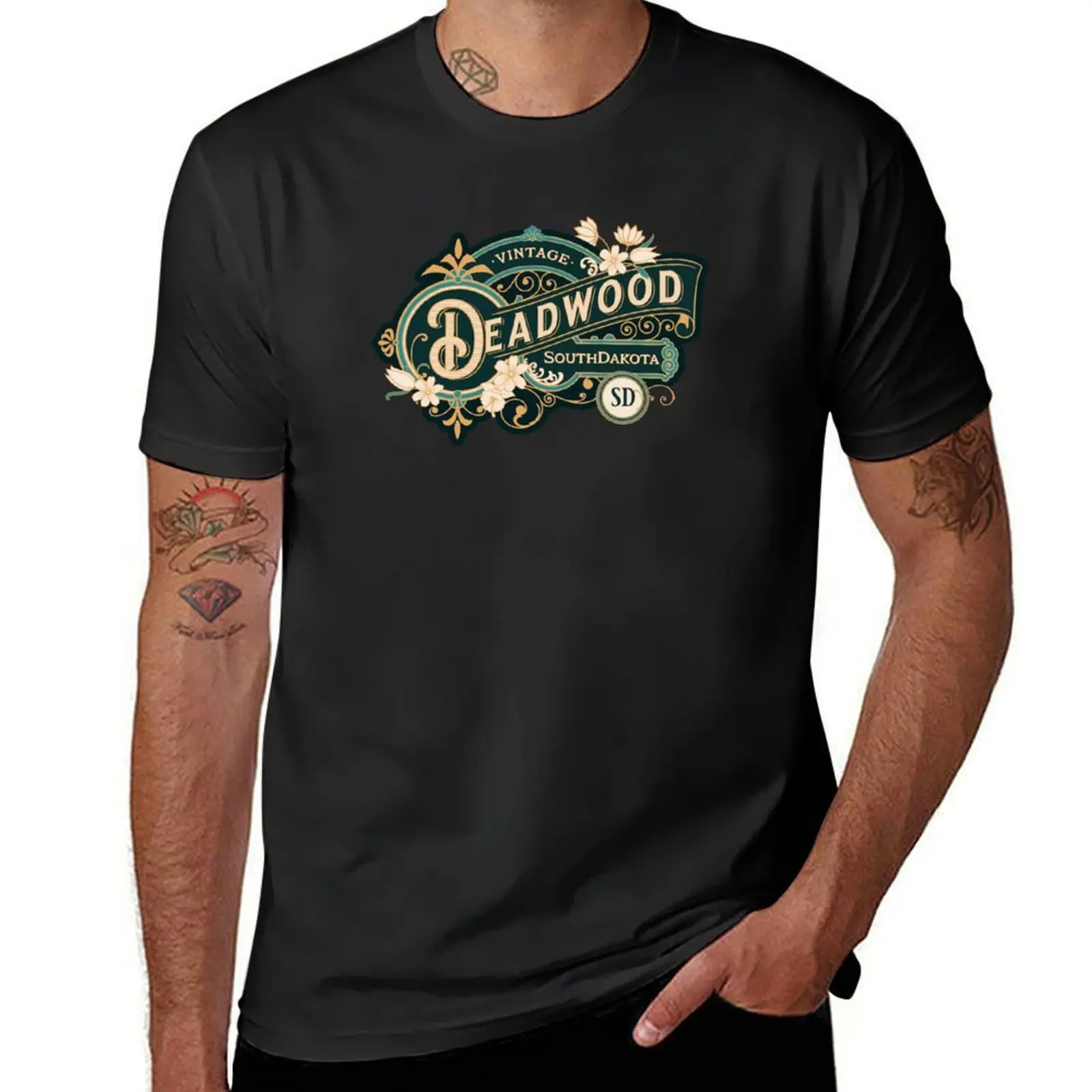 Cool Vintage Gambling Deadwood South Dakota T-Shirt shirts graphic tees sports fans slim fit t shirts for men