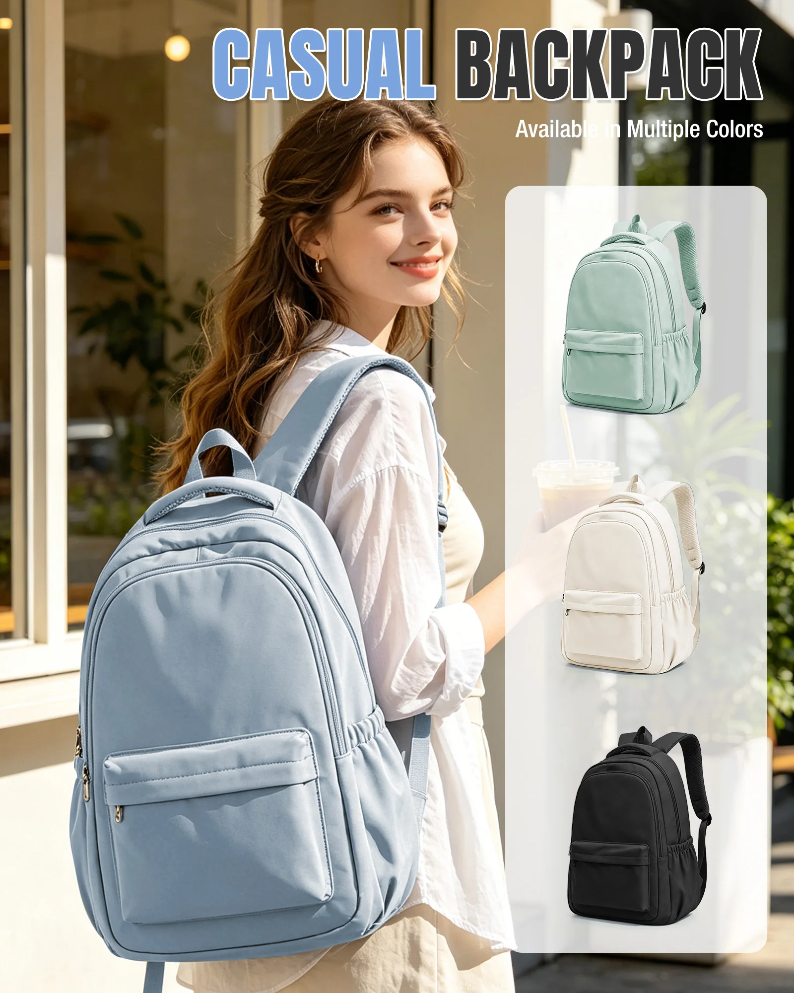Schultasche, leicht, lässig, Tagesrucksack, College-Laptop-Rucksack für Männer und Frauen, wasserabweisender Reiserucksack für Sport, hoch